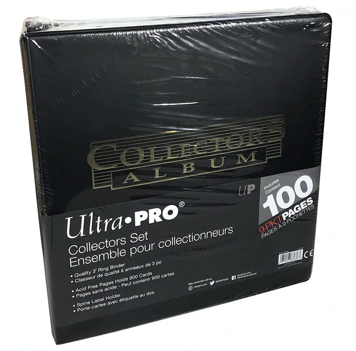 Ultra Pro Binders 3 Inch Black Collectors Album Set with 100 9-Pocket Pages