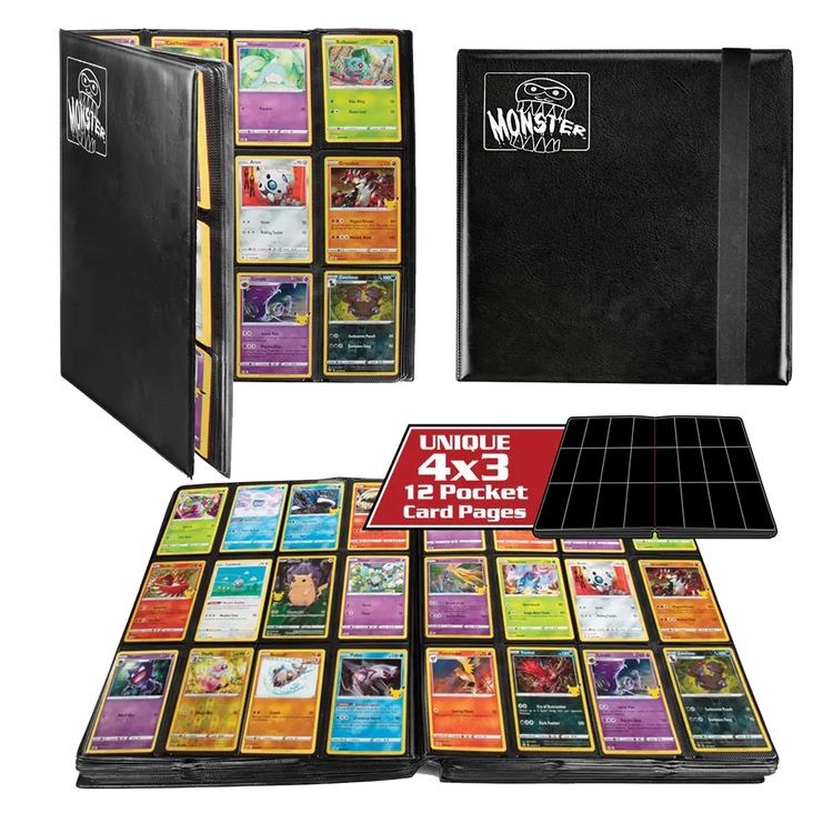 12 Pocket Zodiac Monster Matte Binder Black 