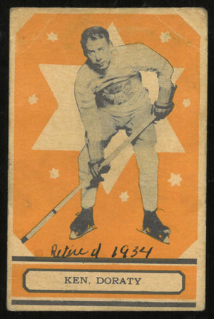1933-34 O-Pee-Chee OPC Hockey Rookie Ken Doraty RC Orange Mark 