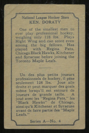1933-34 O-Pee-Chee OPC Hockey Rookie Ken Doraty RC Orange Mark 