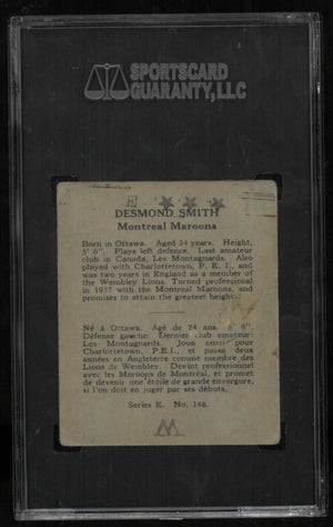 1937-38 O-Pee-Chee OPC Hockey Des Smith SGC 1.5 