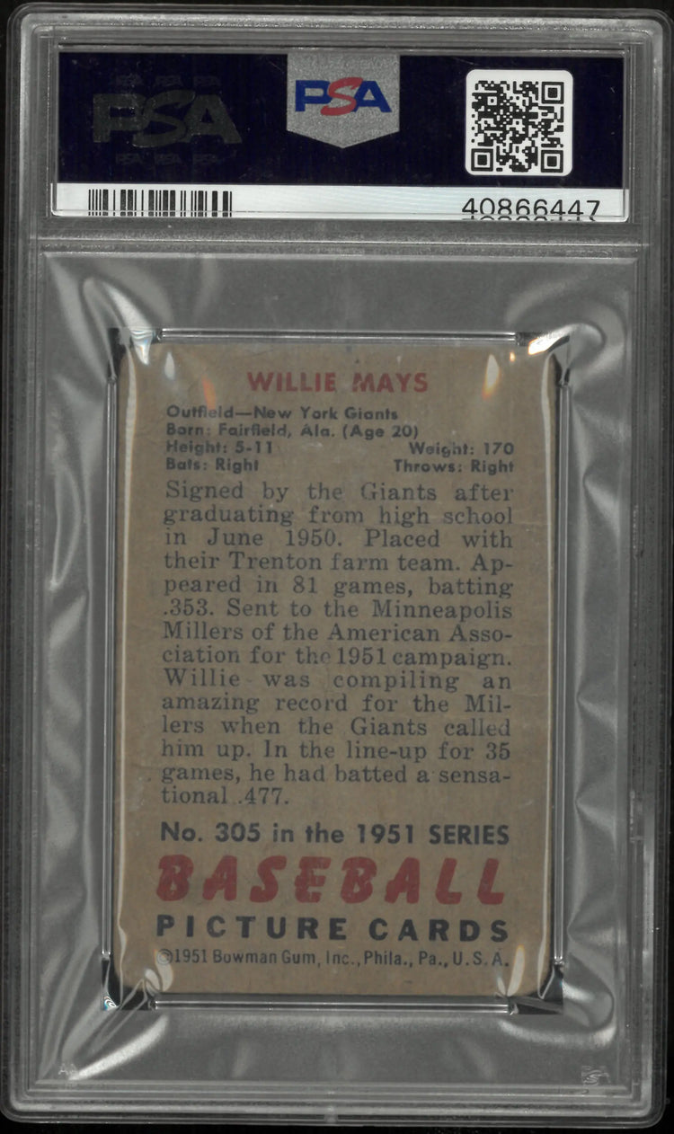 1951 Bowman Baseball Willie Mays #305 PSA 1 