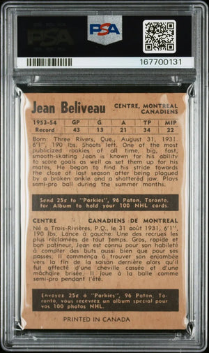 1954 Parkhurst Vintage Hockey Jean Beliveau PSA 3 