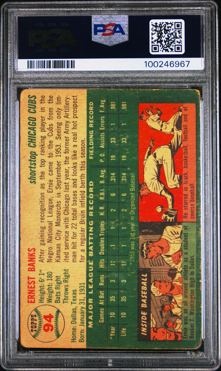 1954 Topps Baseball Ernie Banks RC Rookie #94 PSA 2 