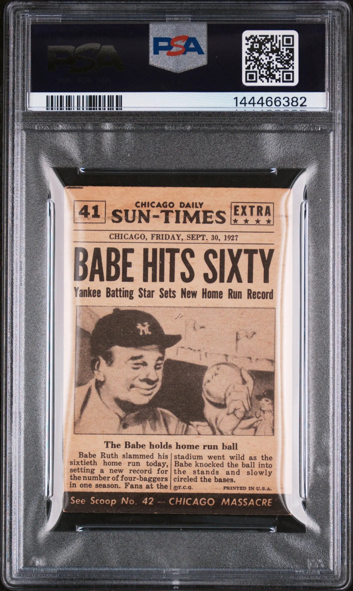 1954 Topps Baseball Scoop Babe Ruth Sets #41 PSA 1 NEW CERT 