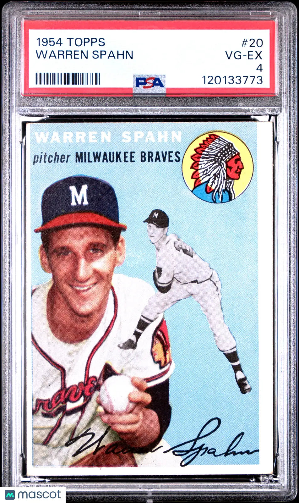 1954 Topps Baseball Warren Spahn #20 PSA 4 Milwaukee Braves 