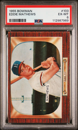 1955 Bowman Baseball Vintage Eddie Mathews PSA 6 