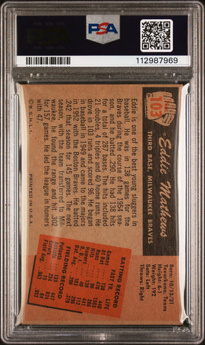 1955 Bowman Baseball Vintage Eddie Mathews PSA 6 