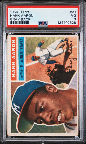 1956 Topps Baseball Hank Aaron Gray Back PSA 3 