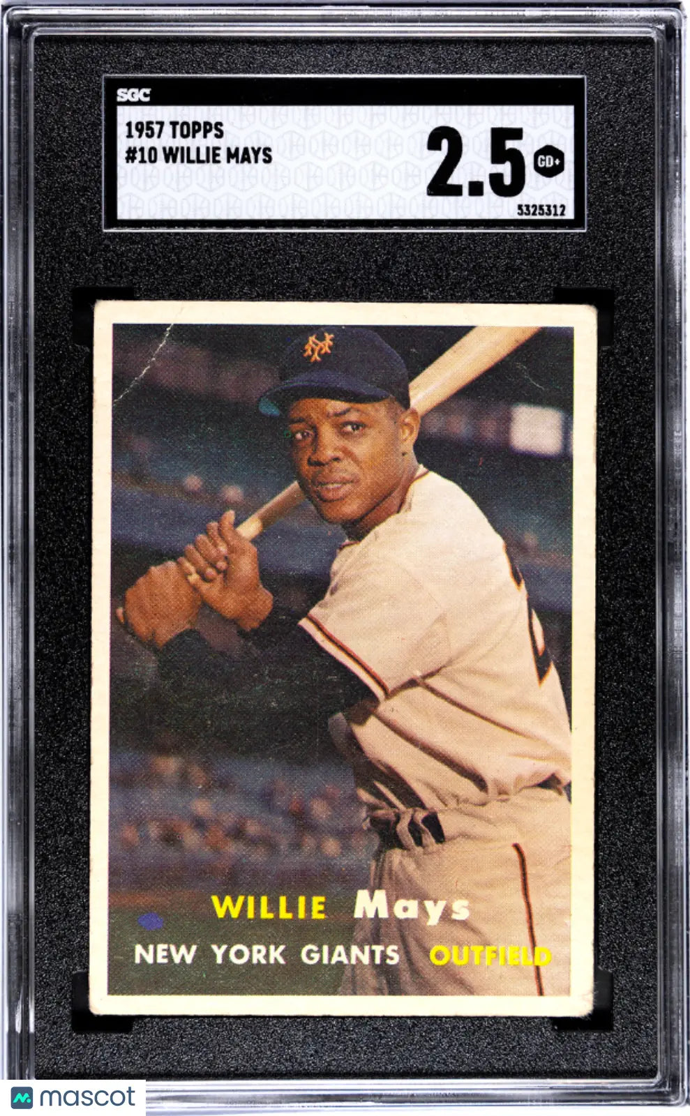 1957 Topps Baseball Willie Mays #10 SGC 2.5 New York Giants 