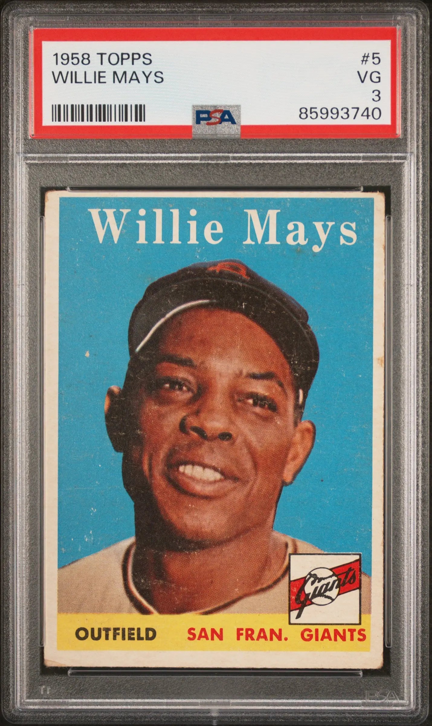 1958 Topps Baseball Willie Mays  PSA 3 
