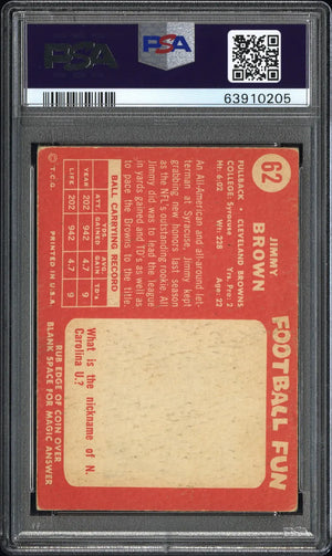1958 Topps Jim Brown #62 PSA 3 Rookie RC 
