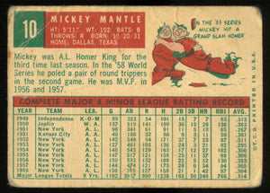 1959 Topps Vintage Baseball Mickey Mantle 