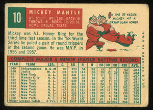 1959 Topps Vintage Baseball Mickey Mantle 