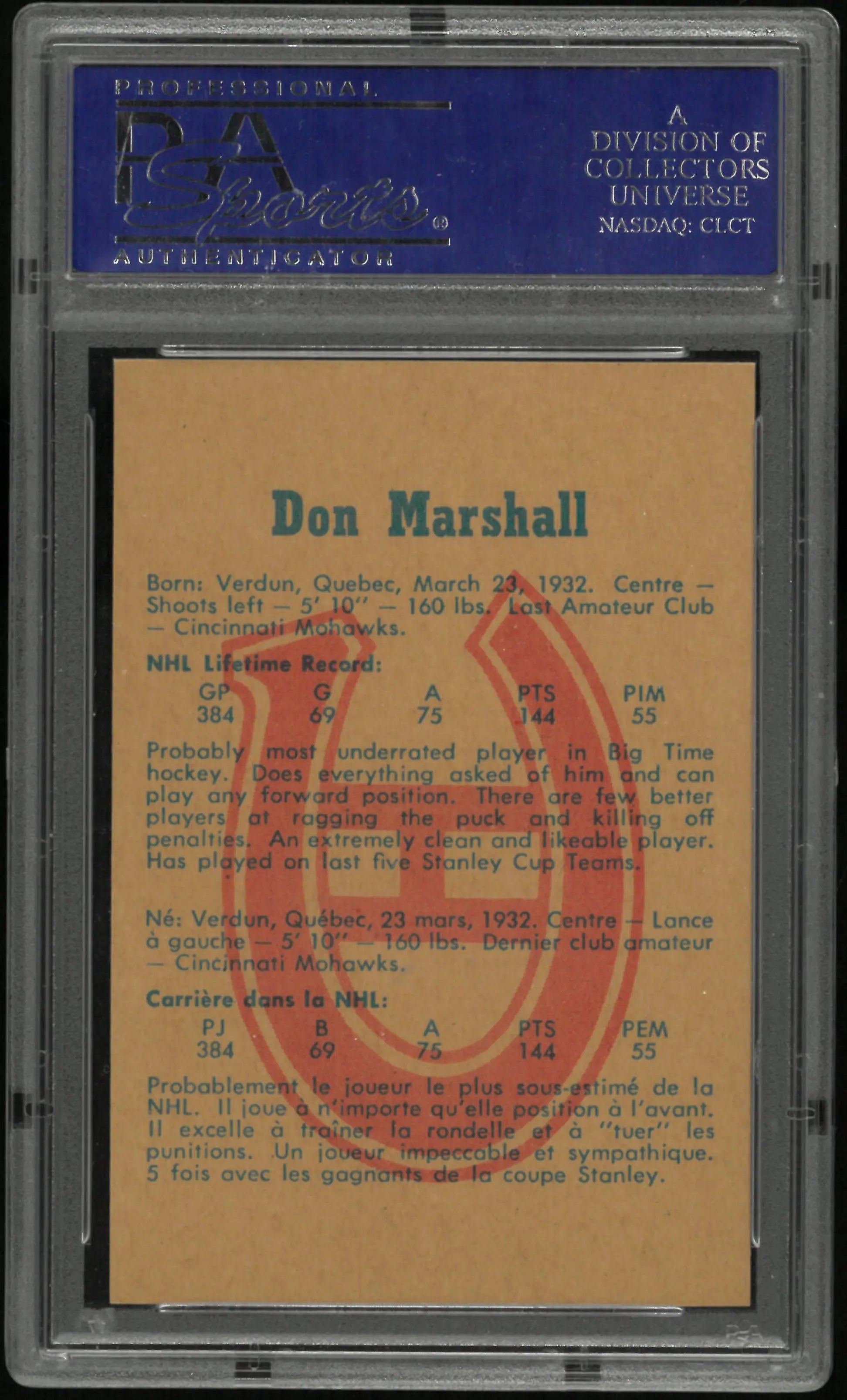 1960 Parkhurst Don Marshall PSA 8 