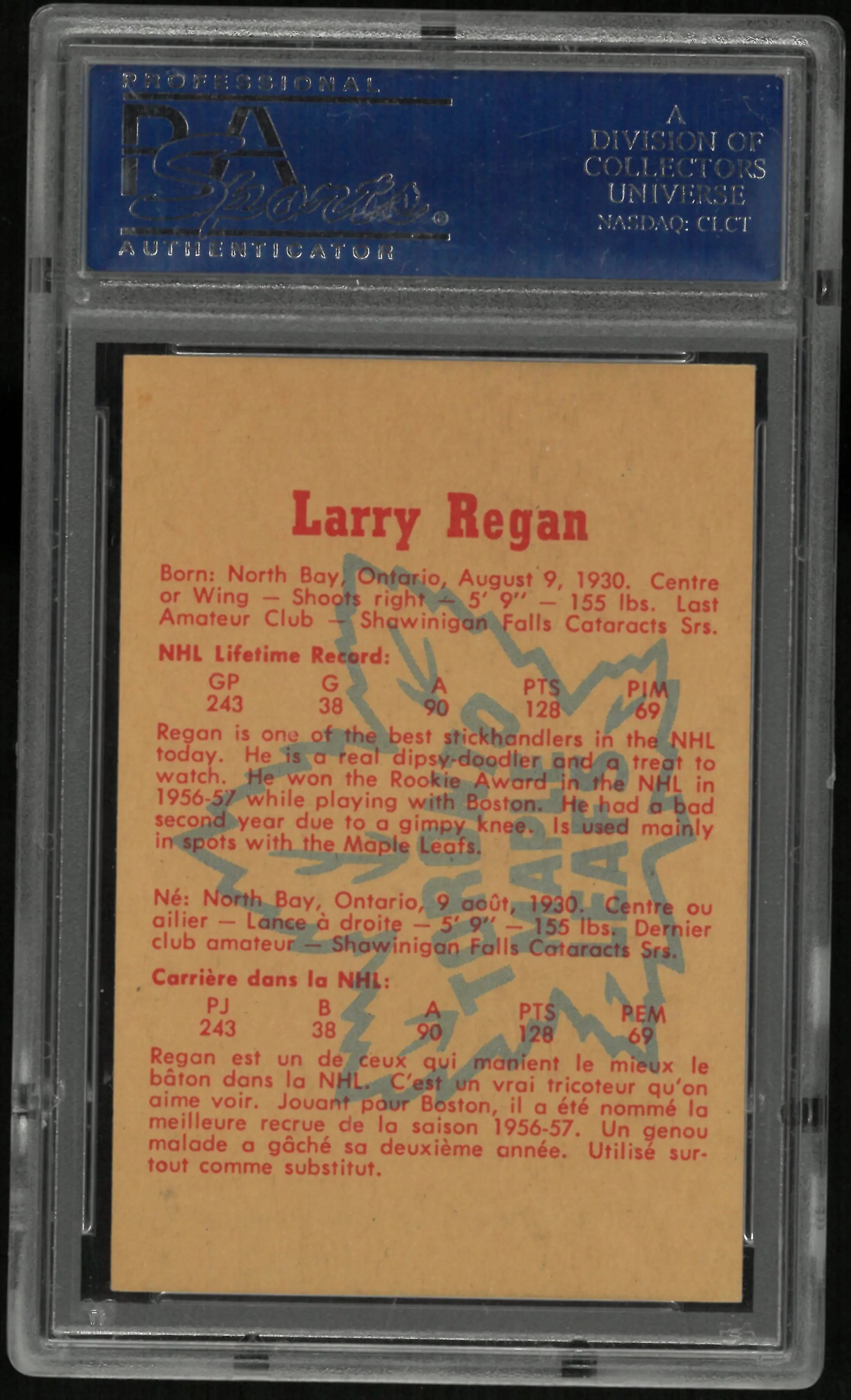 1960 Parkhurst Larry Regan PSA 8 