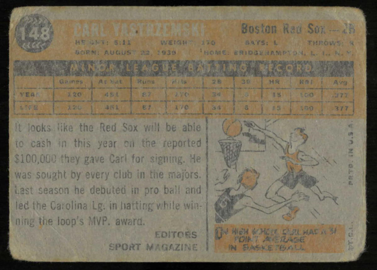 1960 Topps Baseball Vintage Rookie Star Carl Yastrzemski RC #CY1 