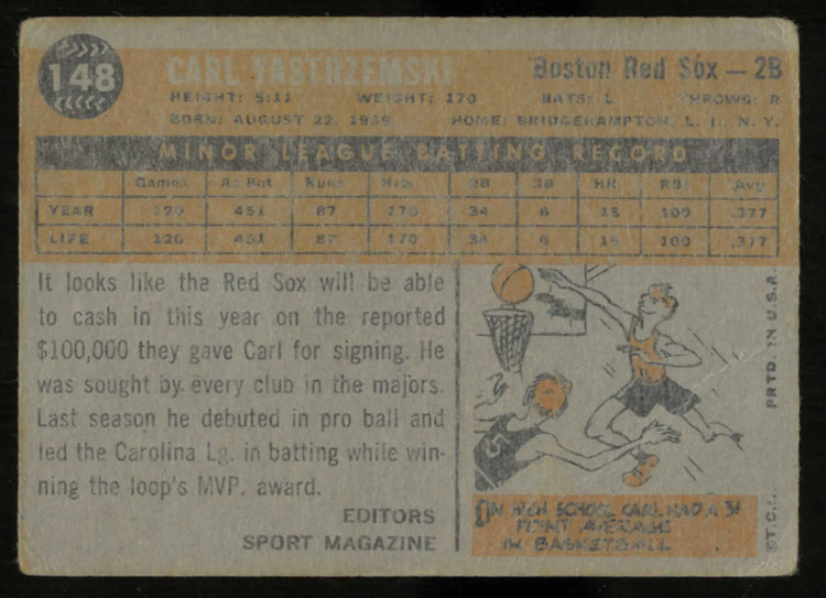 1960 Topps Baseball Vintage Rookie Star Carl Yastrzemski RC #CY2 