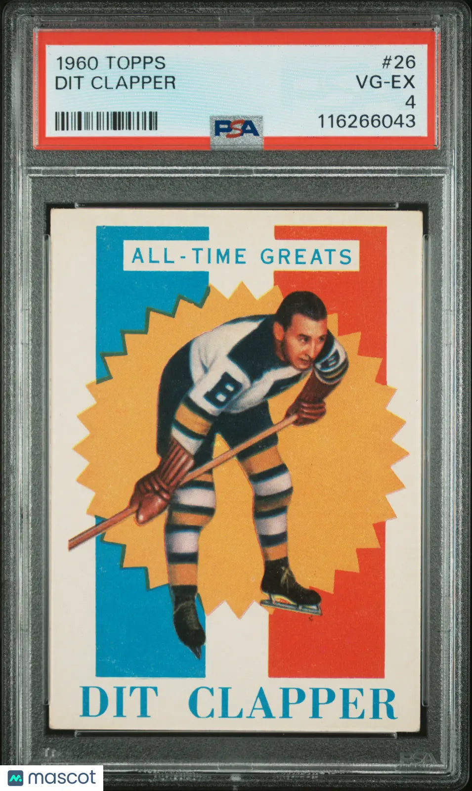 1960 Topps Hockey Dit Clapper #26 PSA 4 All-Time Greats 