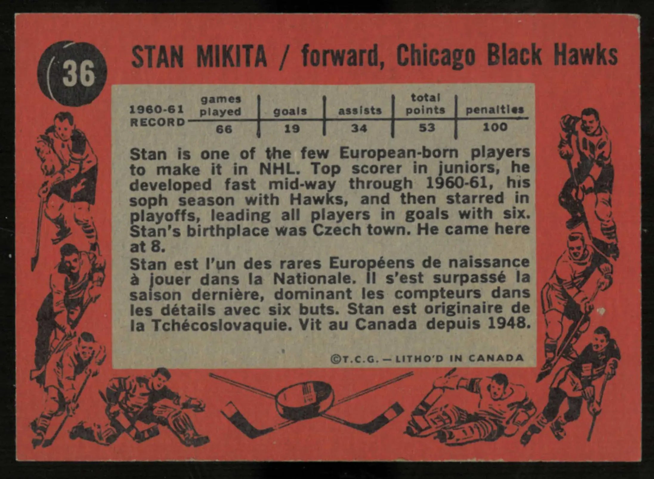 1961-62 Topps Vintage Hockey Stan Mikita 