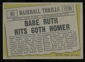 1961 Topps Vintage Baseball Babe Ruth Hits 60th Homer 