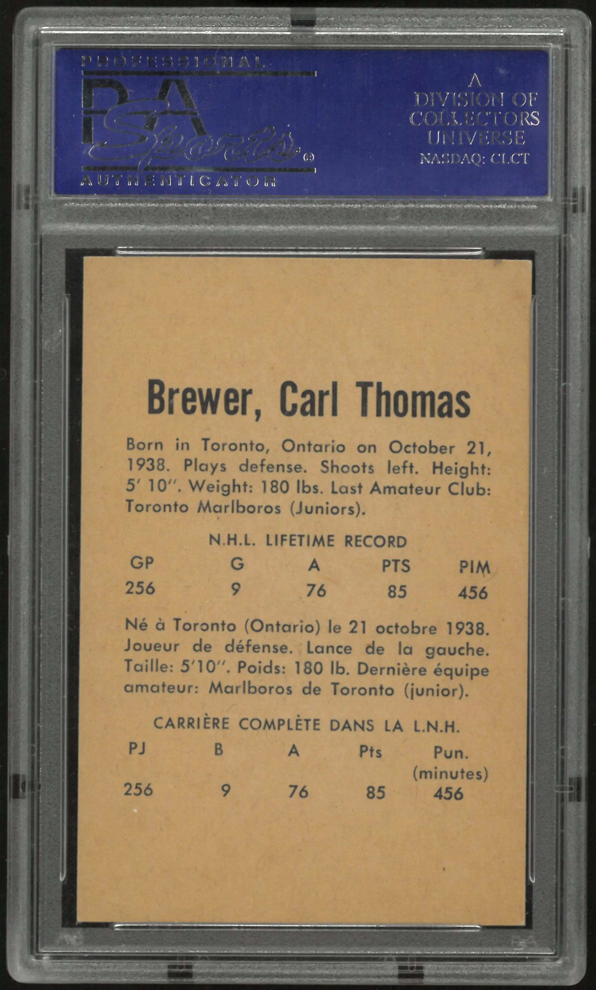 1962 Parkhurst Carl Brewer PSA 8 