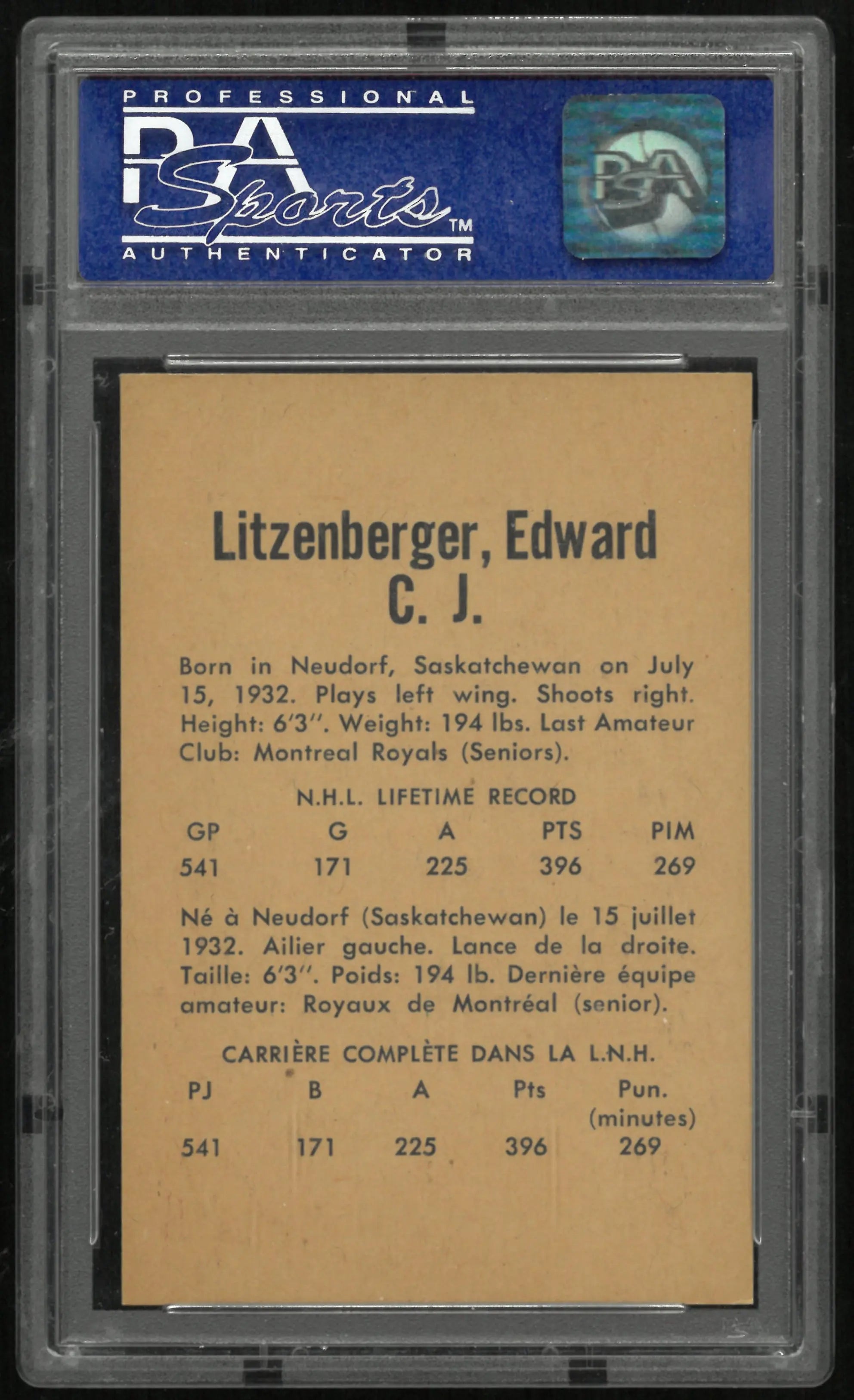 1962 Parkhurst Ed Litzenberger PSA 8 