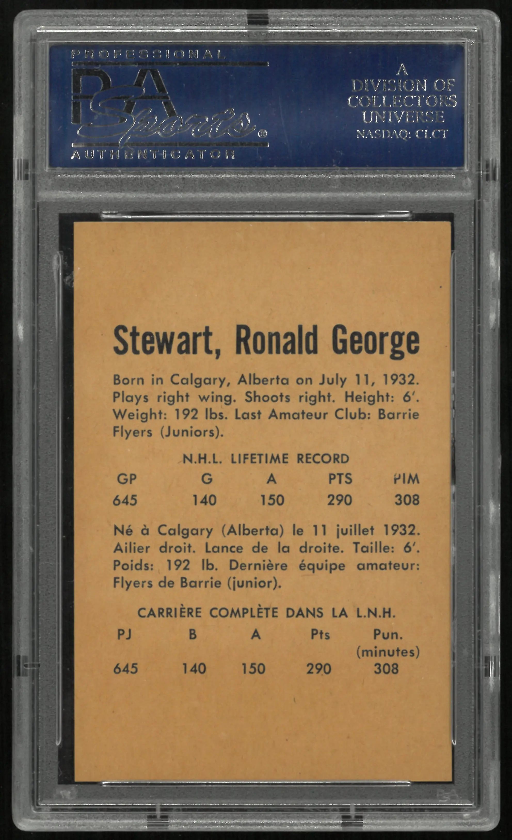 1962 Parkhurst Ron Stewart PSA 8 