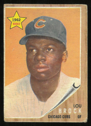 1962 Topps Vintage Baseball Star Rookie Lou Brock RC 