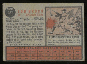 1962 Topps Vintage Baseball Star Rookie Lou Brock RC 