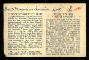 1962 Wheaties Rocket Richard Great Moments in Canadian Sport 