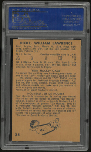 1963 Parkhurst Bill Hicke PSA 8 