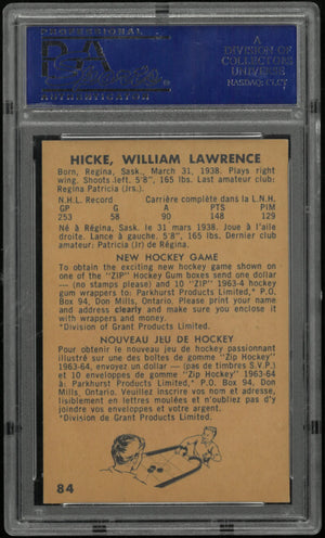 1963 Parkhurst Bill Hicke PSA 8 