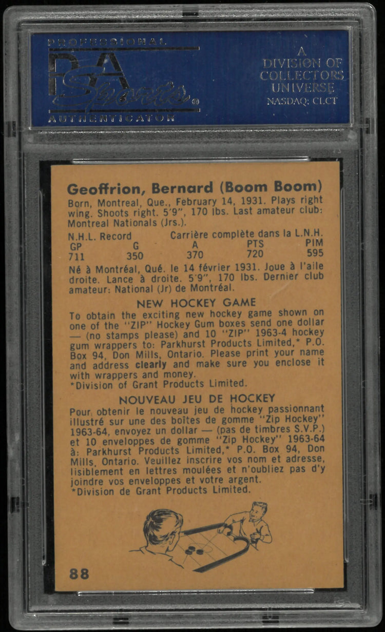 1963 Parkhurst Boom Boom Geoffrion PSA 8 