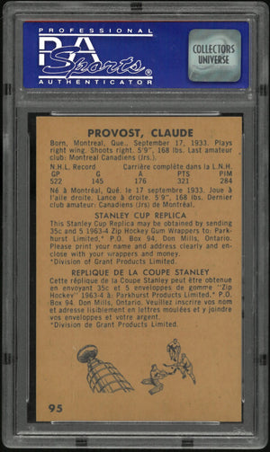 1963 Parkhurst Claude Provost PSA 8 