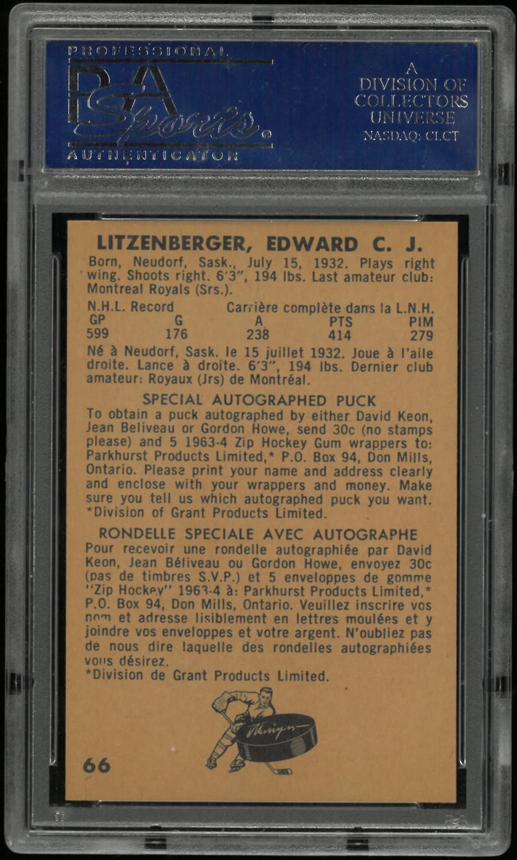 1963 Parkhurst Ed Litzenberger PSA 8 