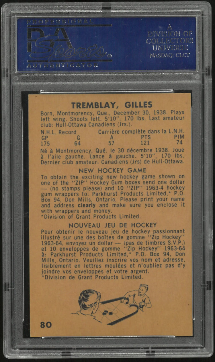 1963 Parkhurst Gilles Tremblay PSA 7 