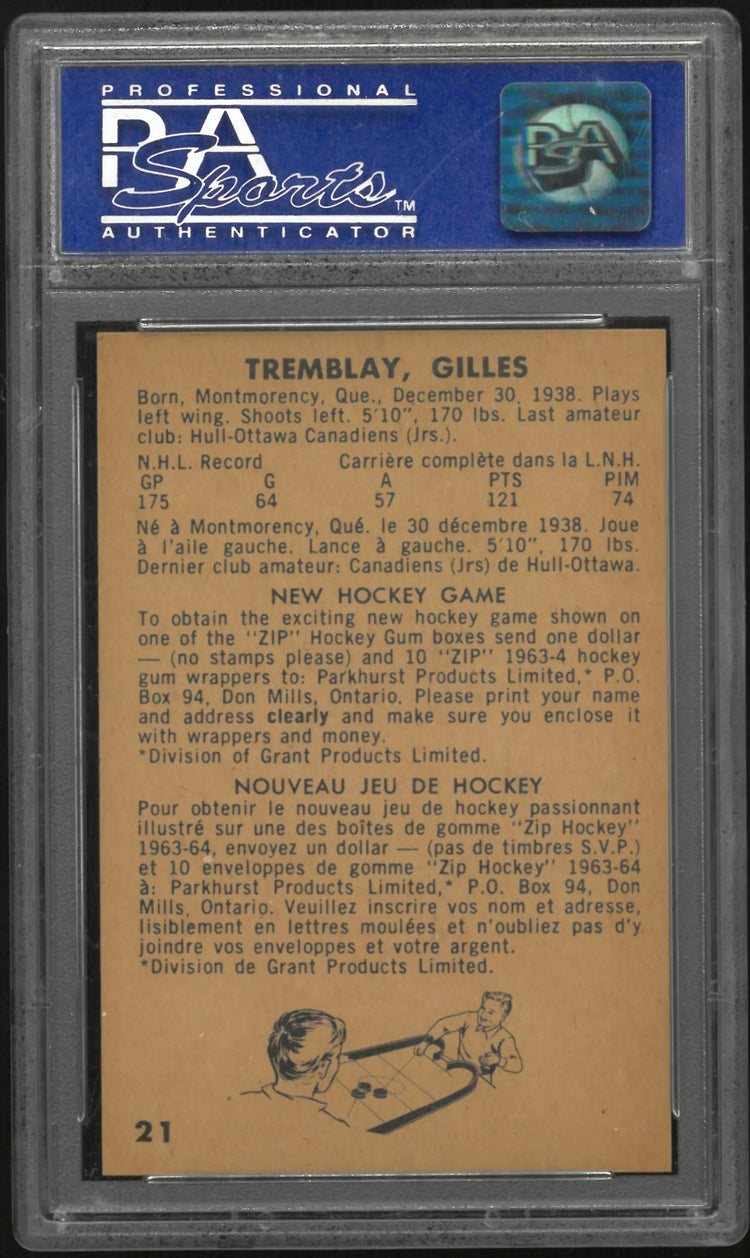 1963 Parkhurst Gilles Tremblay PSA 8 