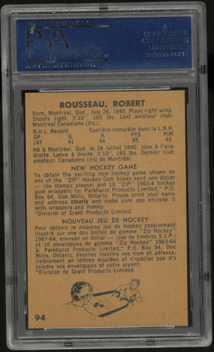 1963 Parkhurst Hockey Bobby Rousseau PSA 8 