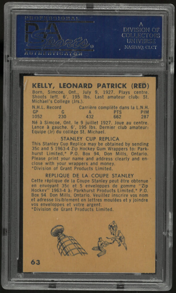 1963 Parkhurst Hockey Red Kelly PSA 8 