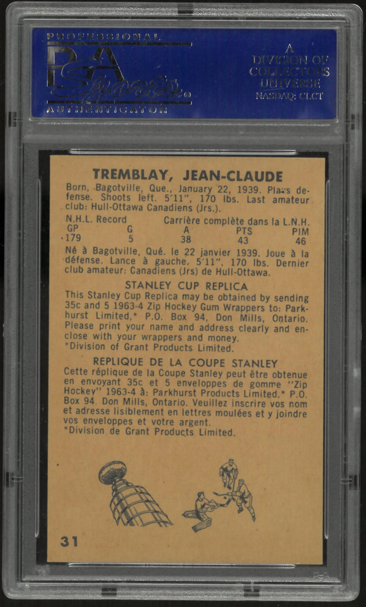 1963 Parkhurst J. C. Tremblay PSA 8 