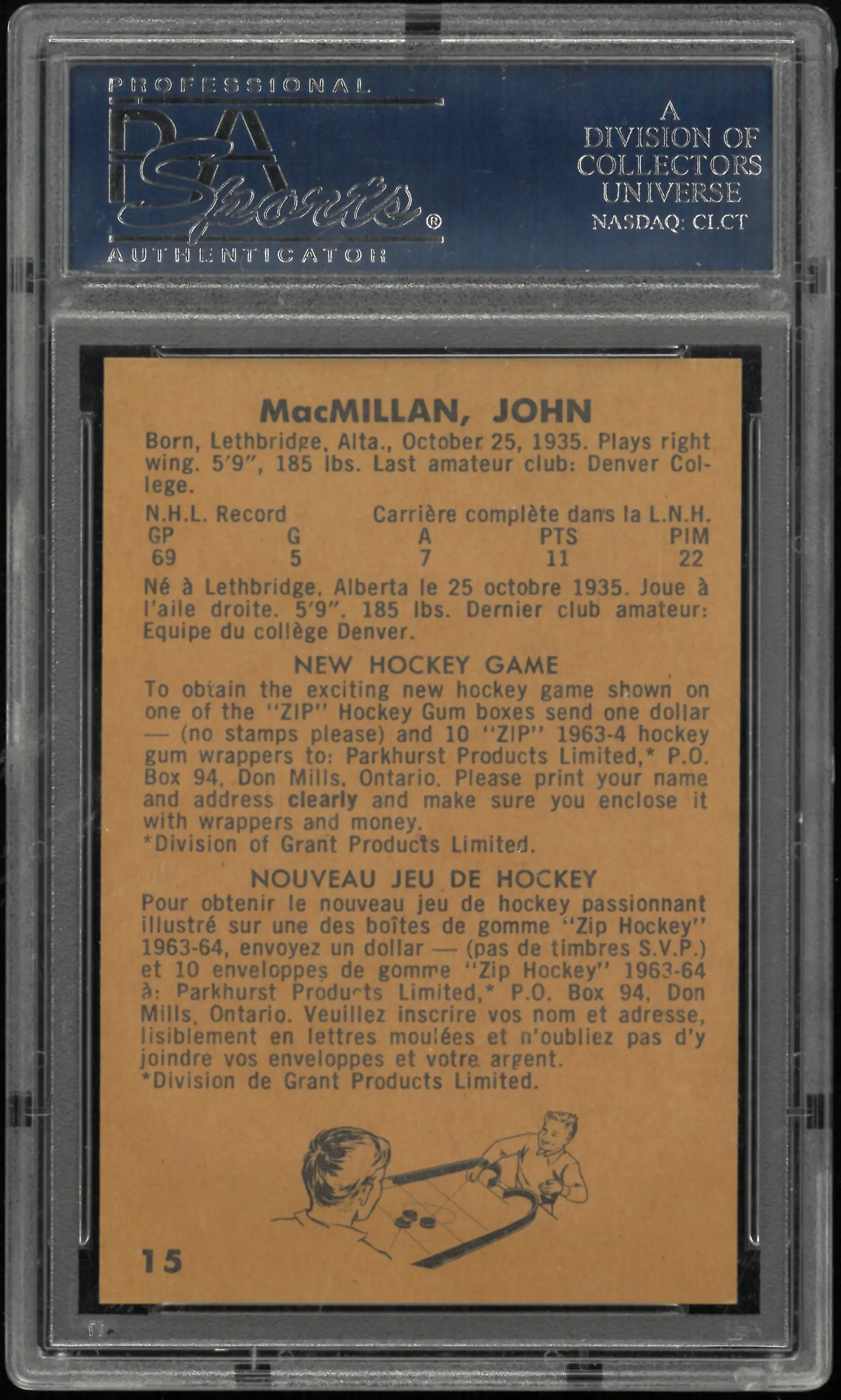 1963 Parkhurst John Macmillan PSA 8 