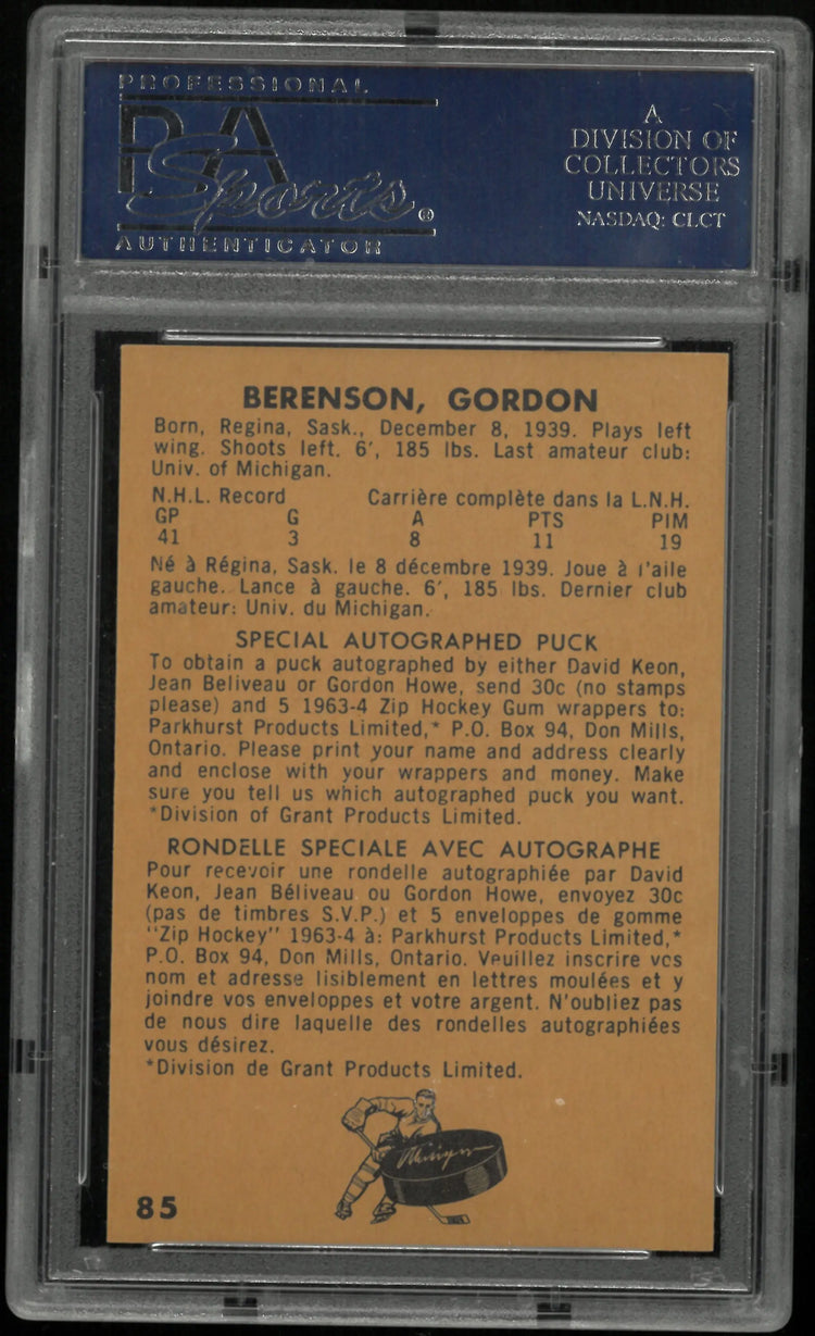 1963 Parkhurst Red Berenson PSA 8 