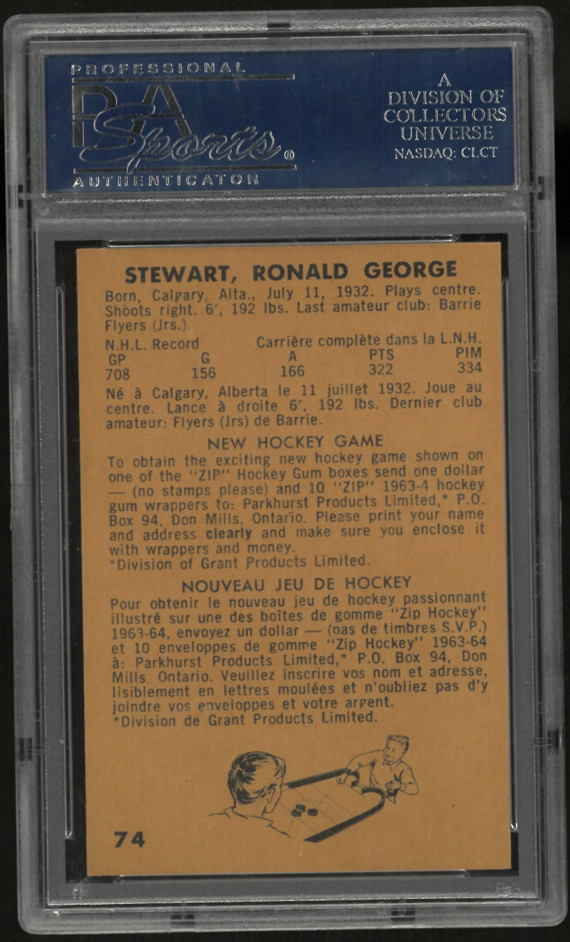 1963 Parkhurst Ron Stewart PSA 8 