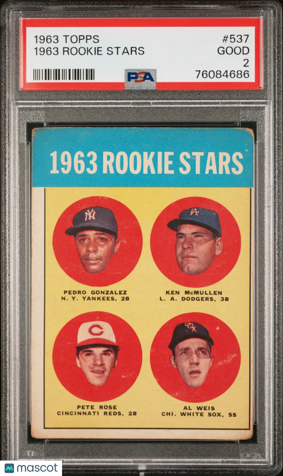 1963 Topps 1963 Rookie Stars Gonzalez McMullen Weis Pete Rose RC #537 PSA 2 