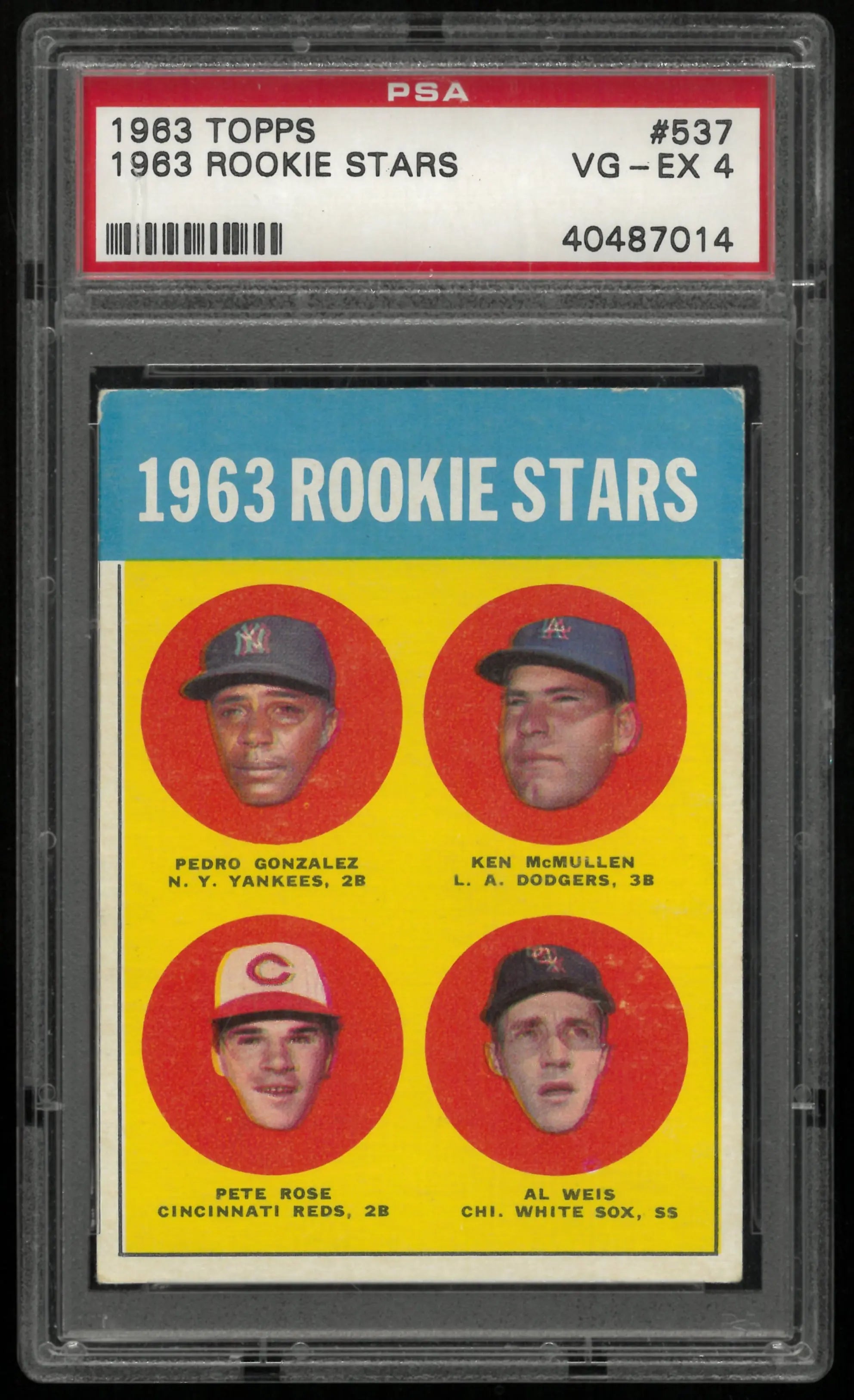 1963 Topps Rookie Stars Pete Rose Gonzalez McMullen Weis PSA 4 RC #537 