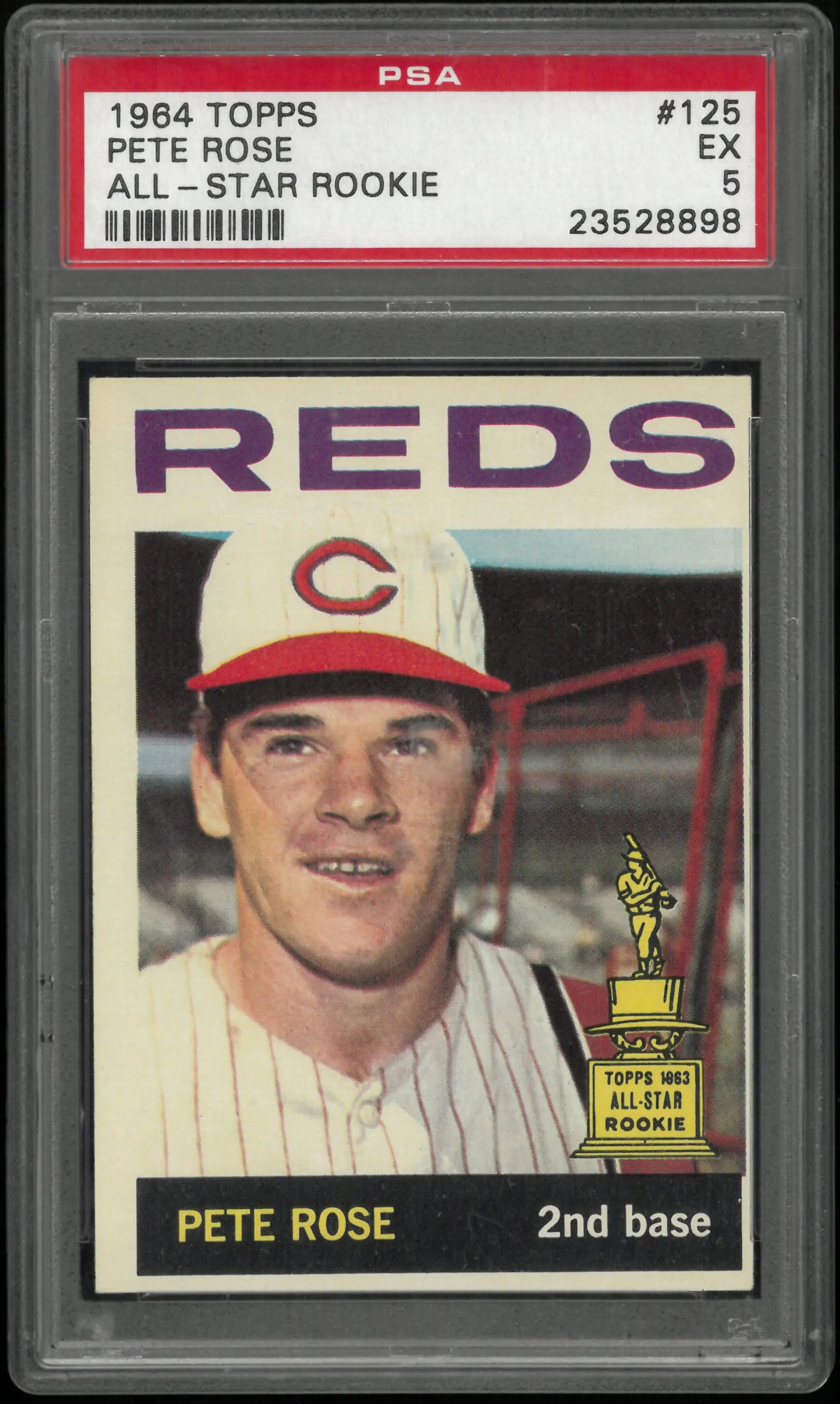 1964 Topps Baseball Pete Rose RC All Star Rookie PSA 5 #125 Reds 