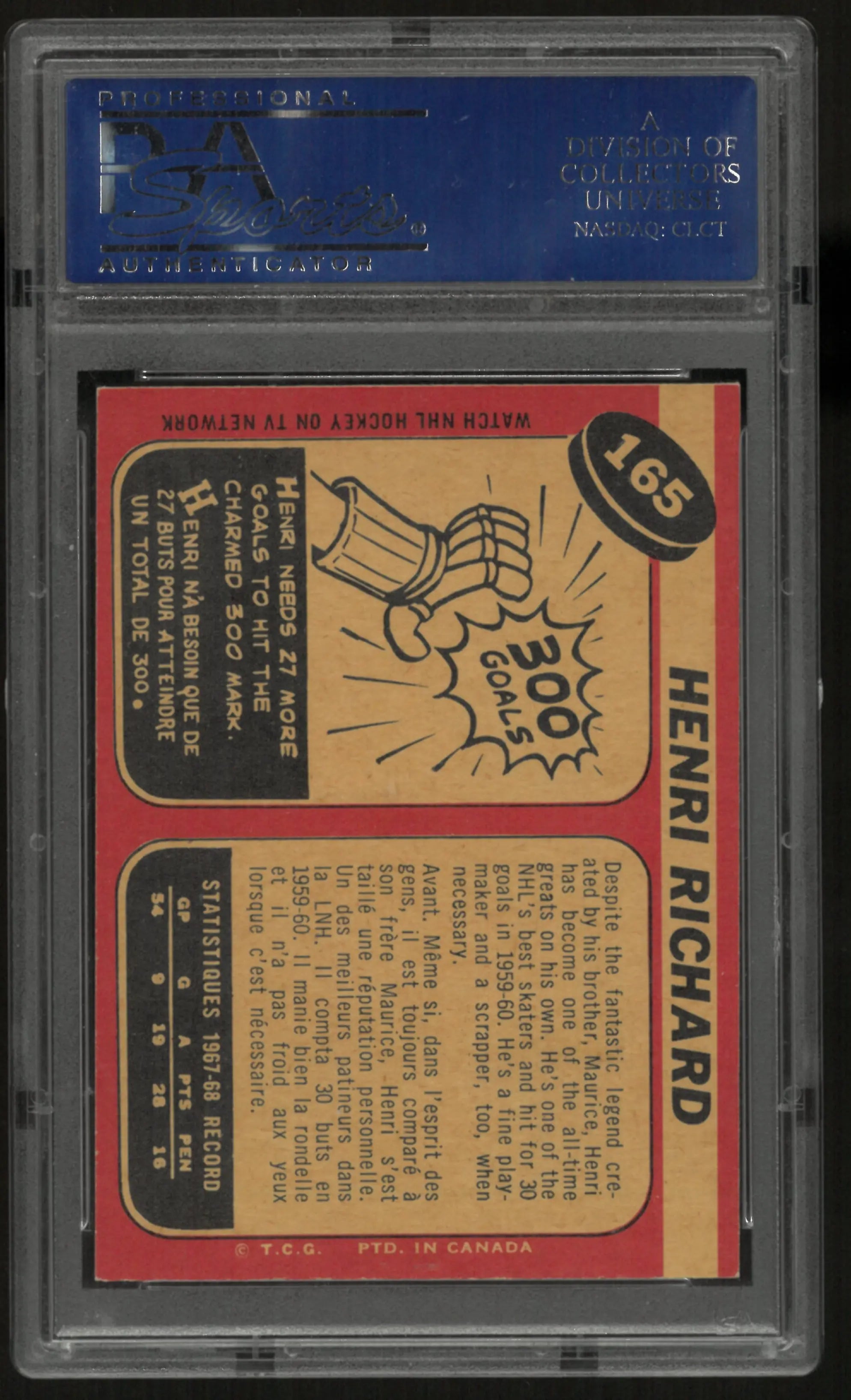 1965 Topps Hockey Dick Duff PSA 7 