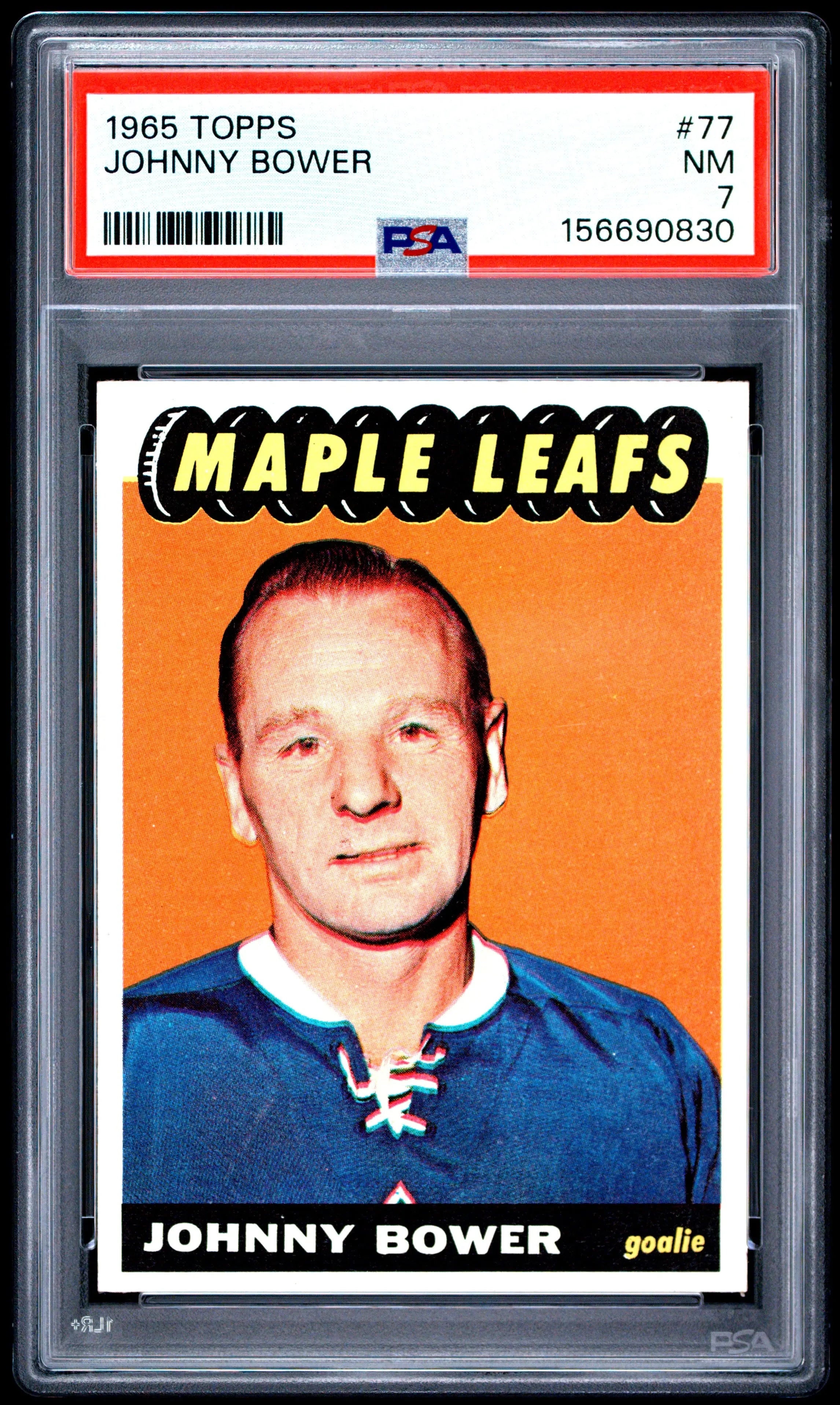1965 Topps Hockey Johnny Bower PSA 7 