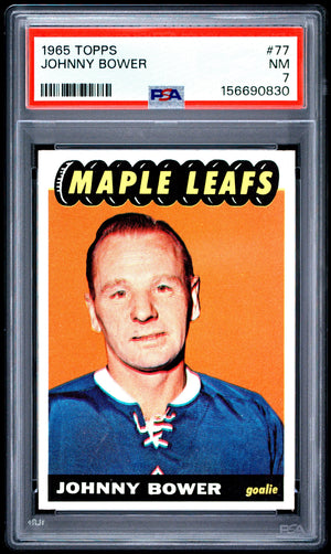 1965 Topps Hockey Johnny Bower PSA 7 